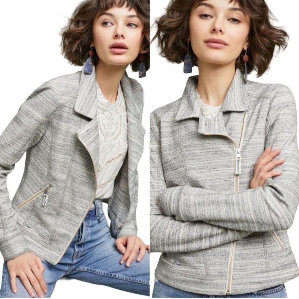 Anthropologie Caitlin Knit Moto Jacket Size M
